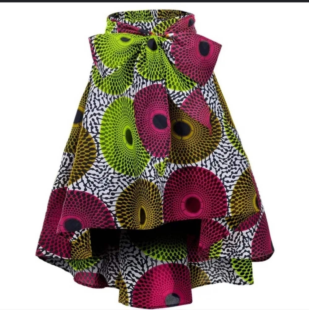 NWT SHENBOLEN HI LOW AFRICAN SKIRT WITH ATTACHED BELT SIZE LARGE